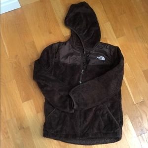 brown north face jacket